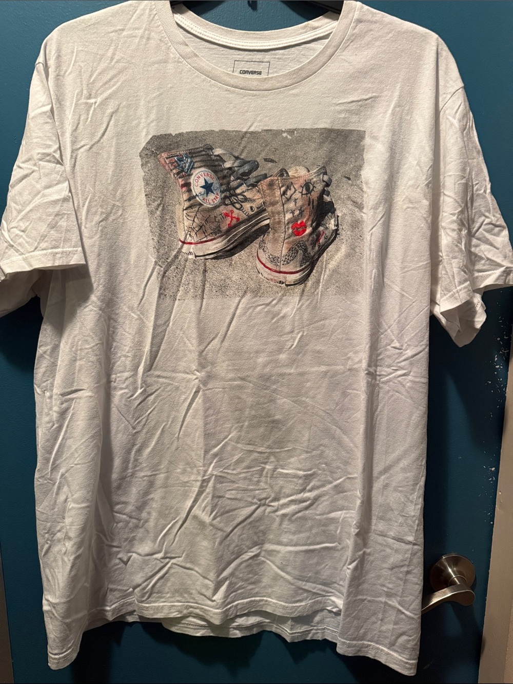 Converse White Short Sleeve Tee with Vintage Sneaker Graphic